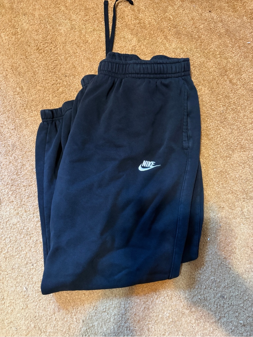 Nike Black Men's Fleece Joggers with White Swoosh